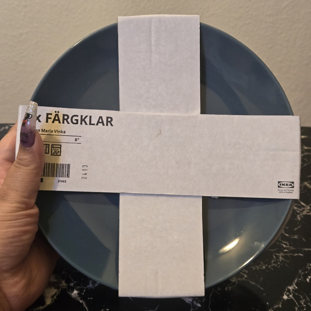(Retired) FÄRGKLAR Side plates, glossy dark turquoise, 8 " - Picture 7 of 10